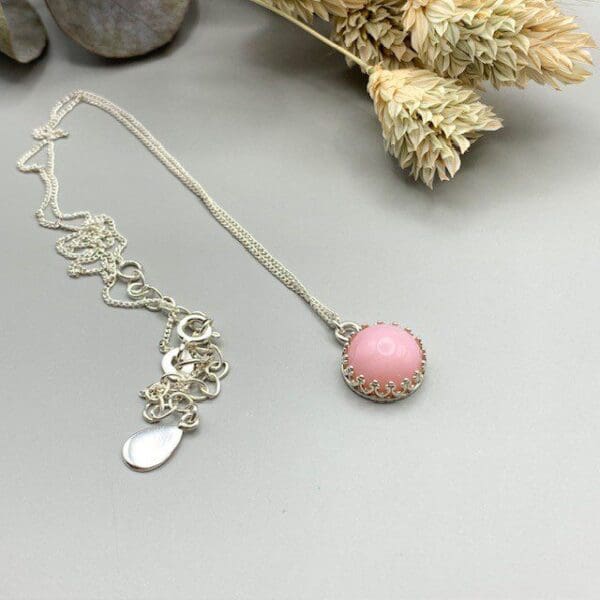 Pink Opal silver pendant