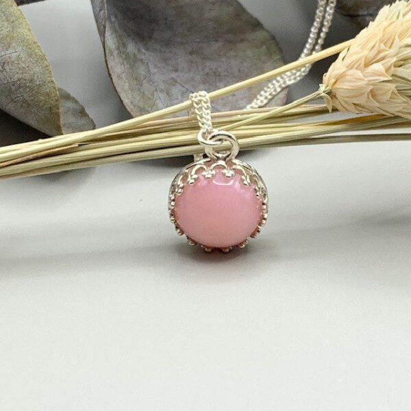Pink Opal silver pendant