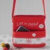 Red zipped crossbody bag featuring snowflakes - Image 2