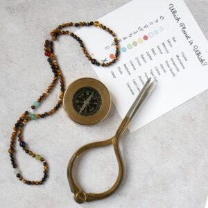 tiger eye astrology necklace with navigation tools