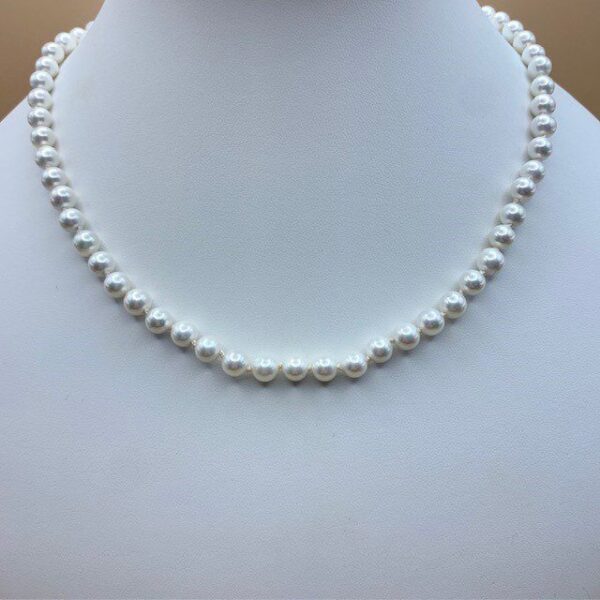 White Shell Pearl Silver Necklace