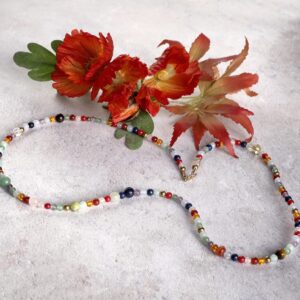 astrology necklace in mixed gemstone beads