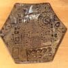 Blue Steampunk ring dish - Hexagonal ceramic tray with MacBook circuit board pattern - small stoneware tray - Image 5