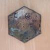 Blue Steampunk ring dish - Hexagonal ceramic tray with MacBook circuit board pattern - small stoneware tray - Image 3