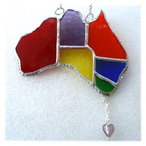 australia stained glass suncatcher map oz