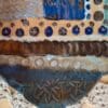 Blue Patchwork ceramic trinket dish, Stoneware jewellery holder with feet, Steampunk tray - Image 6