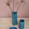 Blue green ceramic vase, Deep lagoon pen pot, Hand built stoneware vessel - Image 2