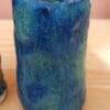 Blue green ceramic vase, Deep lagoon pen pot, Hand built stoneware vessel - Image 5