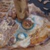 Brown ring dish with gecko, Pottery jewellery catcher, Ceramic ring holder, Primitive art dish - Image 2