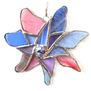 pinwheel stiained glass suncatcher pastel handmade
