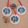 Love tree ornament - Green tree with red heart wall art - Tree of life hanging ornament - Ceramic hanging decor