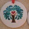Love tree ornament - Green tree with red heart wall art - Tree of life hanging ornament - Ceramic hanging decor - Image 2