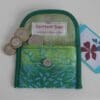 Blue and green coin purse with appliqued leaves - Image 2