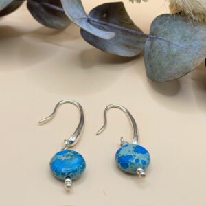Blue Terra Jasper and Silver drop earrings