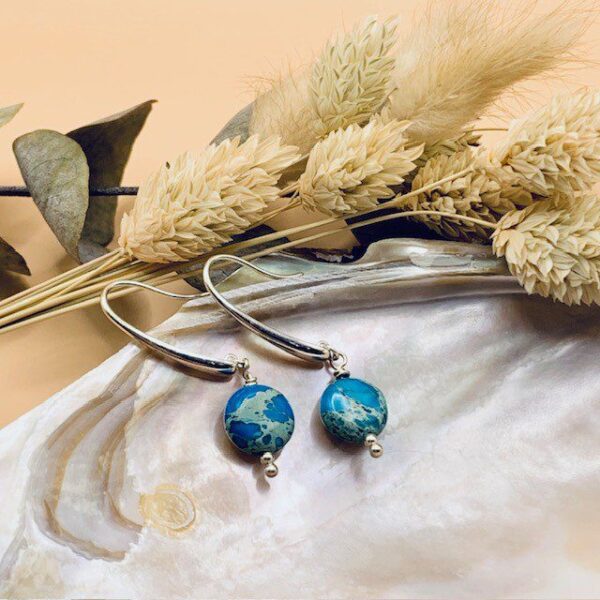 Blue Terra Jasper and Silver drop earrings