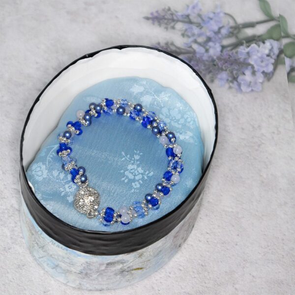 blue bracelet in up cycled gift box