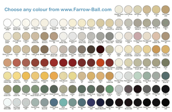 Farrow and Ball Colour Chart
