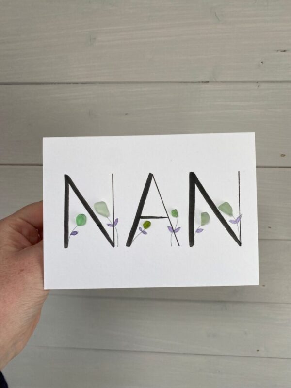 Seaglass and watercolour Nan card