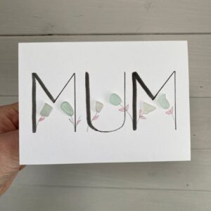 Seaglass and watercolour greetings card for Mum