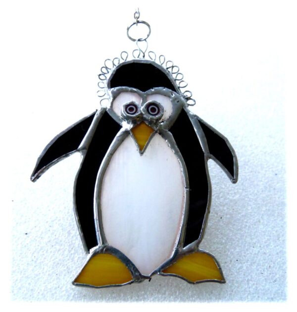 Penguin Big Foot stained glass suncatcher handmade