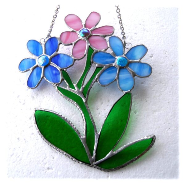 3 Flower Wall Suncatcher floral stained glass wall hanging decoration