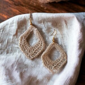Cream crochet earrings