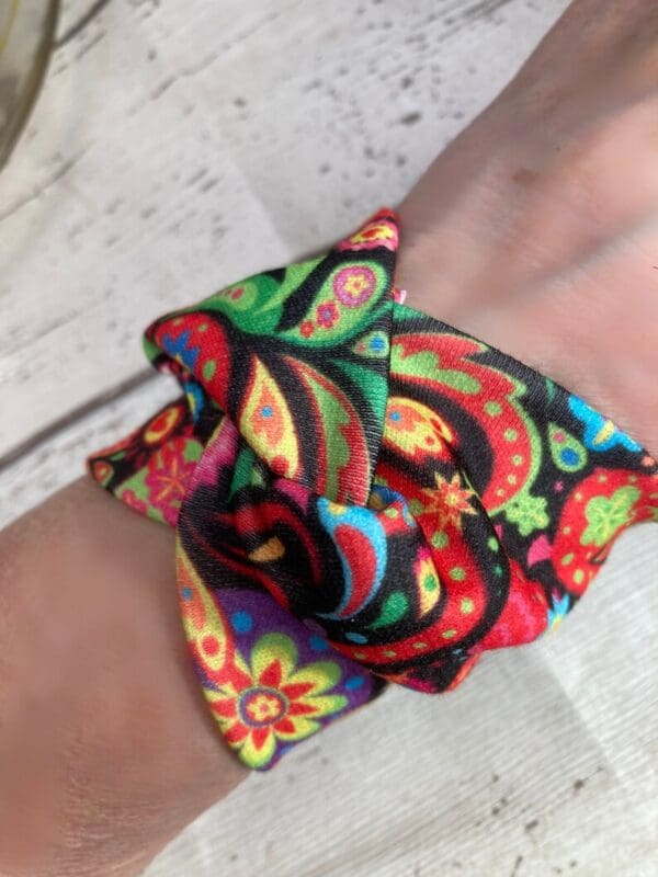 Retro inspired wide wrist cover up, tattoo wrist cover, retro fabric bracelet - Image 2