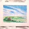 Original Hand Painted Watercolour illustration fine art print painting of an old Hedgehog on the Sussex South Downs - Image 5