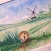 Original Hand Painted Watercolour illustration fine art print painting of an old Hedgehog on the Sussex South Downs - Image 3