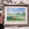 Original Hand Painted Watercolour illustration fine art print painting of an old Hedgehog on the Sussex South Downs - Image 2