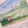 Original Hand Painted Watercolour illustration fine art print painting of an old Hedgehog on the Sussex South Downs - Image 5
