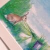 Original Hand Painted Watercolour illustration fine art print painting of a greedy Rabbit on the Sussex South Downs for charity - Image 4