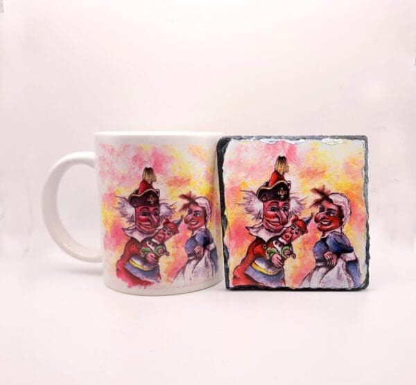 A Punch and Judy show on Weymouth Beach, Mug and Rock Slate Coaster with Gift Box set from my original watercolour painting. - Image 4