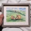 Original Hand Painted Watercolour illustration fine art print painting of Rabbits on the Sussex South Downs for charity - Image 5