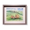 Original Hand Painted Watercolour illustration fine art print painting of Rabbits on the Sussex South Downs for charity