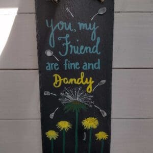 Hand painted slate hanging sign with added sea glass