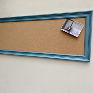 Long blue framed cork pinboard