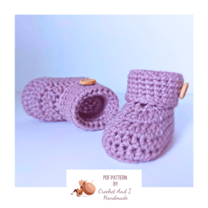 a pattern for making crochet baby booties in sizes newborn, 0-3 and 3-6 months