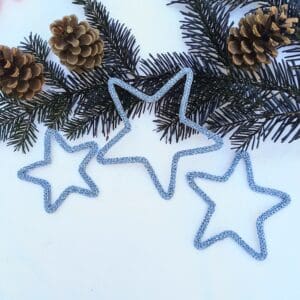 Knitted wire Christmas decoration featuring a silver star