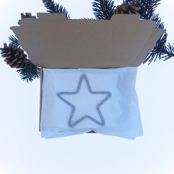 Knitted wire Christmas decoration featuring a silver star