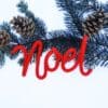 Knitted wire Christmas decoration with the word 'Noel'