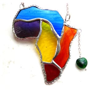 Africa stained glass suncatcher map rainbow handmade