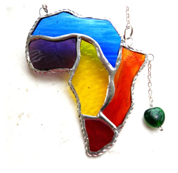 Africa stained glass suncatcher map rainbow handmade