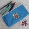 Blue pencil case featuring appliqued owls - Image 2