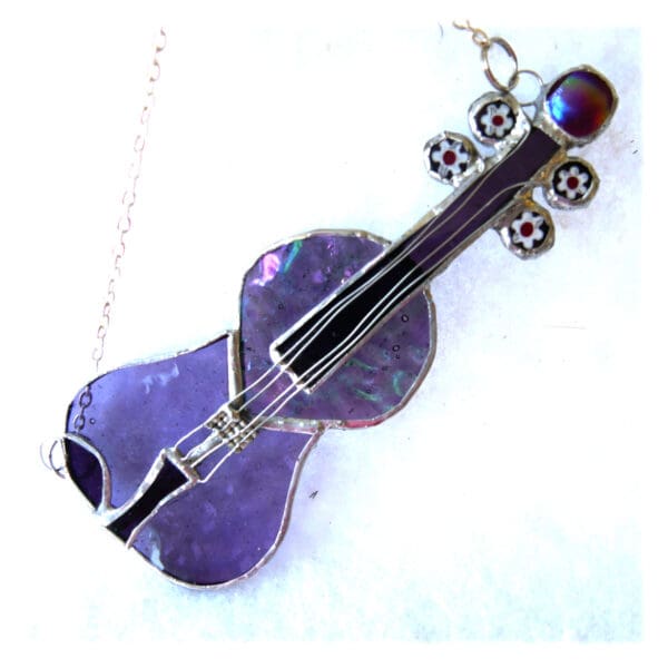 Stained glass violin suncatcher handmade british unique musical instrument music musician