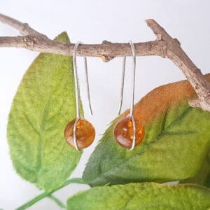 Sterling silver drop earrings with amber.