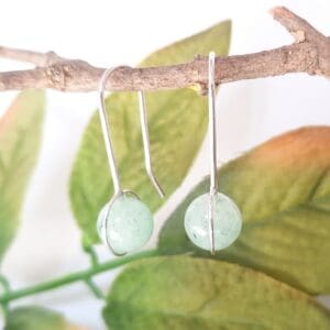 Sterling silver drop earrings with green aventurine