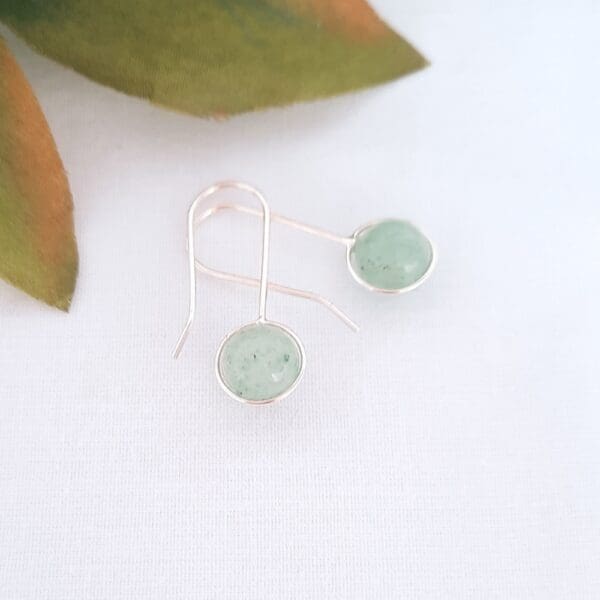 Sterling silver drop earrings with green aventurine