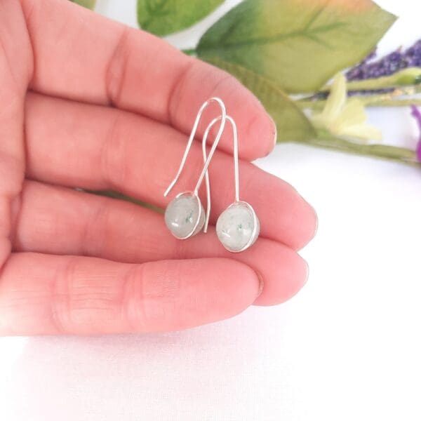 Sterling silver drop earrings with green aventurine