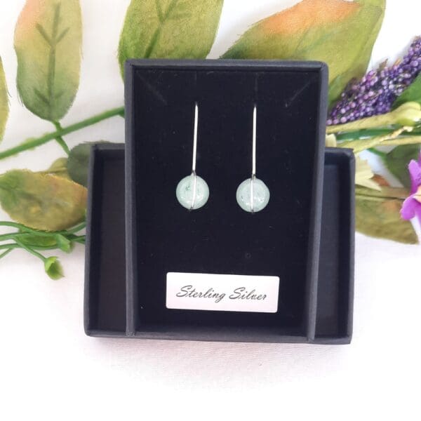 Sterling silver drop earrings with green aventurine